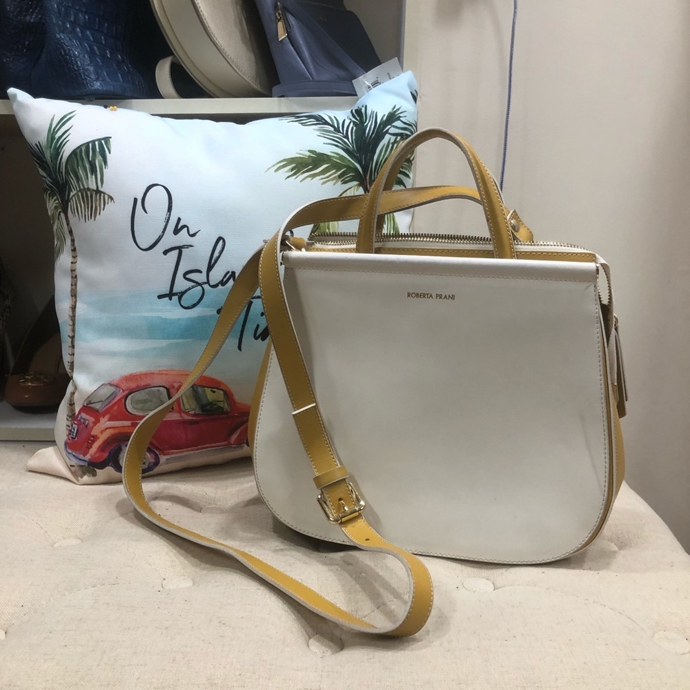 Roberta Prani White/Mustard Crossbody Bag